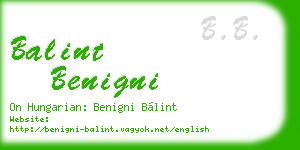 balint benigni business card